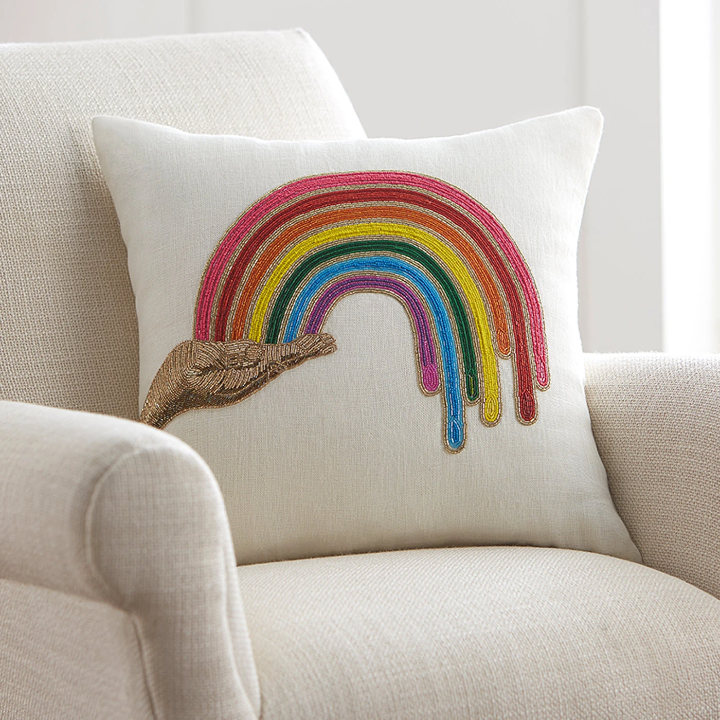 Jonathan Adler Rainbow Hand Beaded Pillow All Décor 3 Jonathan Adler Rainbow Hand Beaded Pillow All Décor