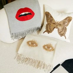 Jonathan Adler Muse Eyes Embellished Throw All Décor