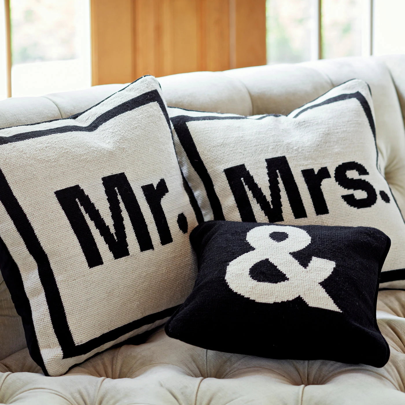 Jonathan Adler "Mrs." Needlepoint Throw Pillow 4 Jonathan Adler "Mrs." Needlepoint Throw Pillow