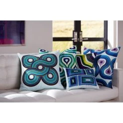 Jonathan Adler Emerald/Navy Milano Blocks Pillow Patterned