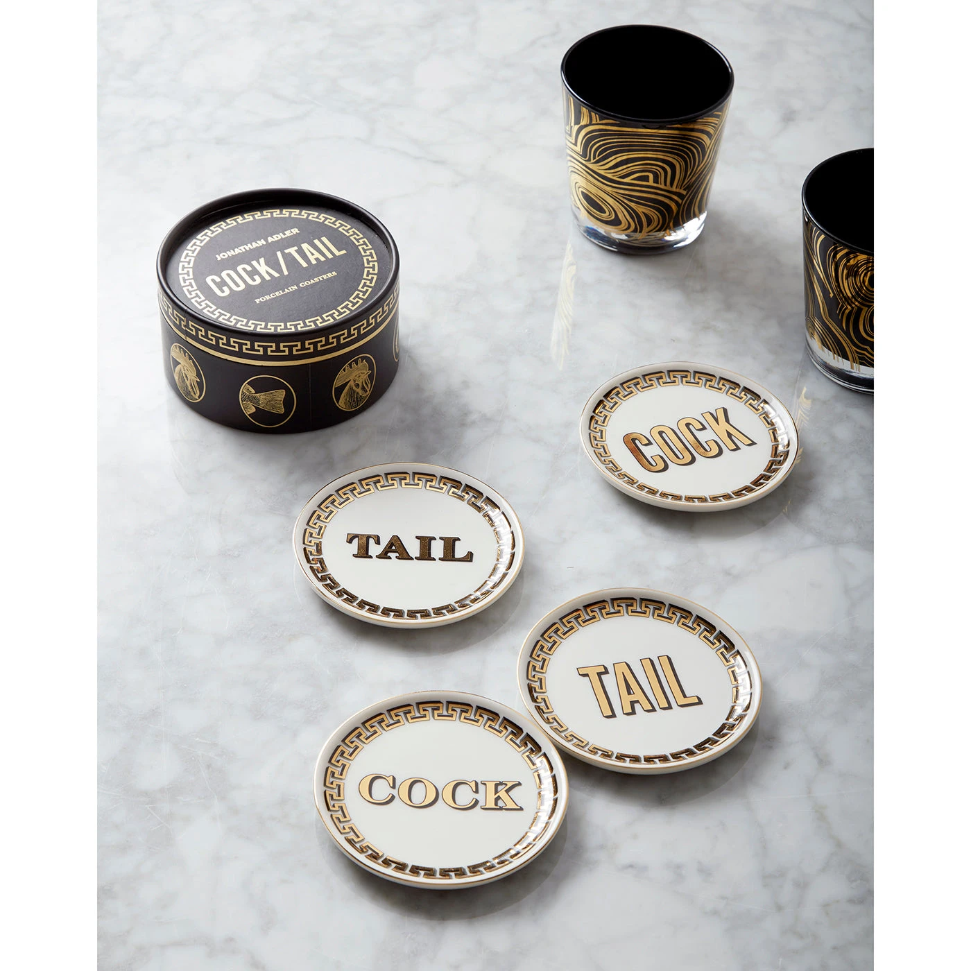 Jonathan Adler Serveware & Mugs Cock/Tail Coasters 9 Jonathan Adler Serveware & Mugs Cock/Tail Coasters