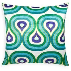Jonathan Adler Emerald/Navy Milano Concentric Loops Pillow Patterned