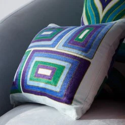 Jonathan Adler Emerald/Navy Milano Blocks Pillow Patterned