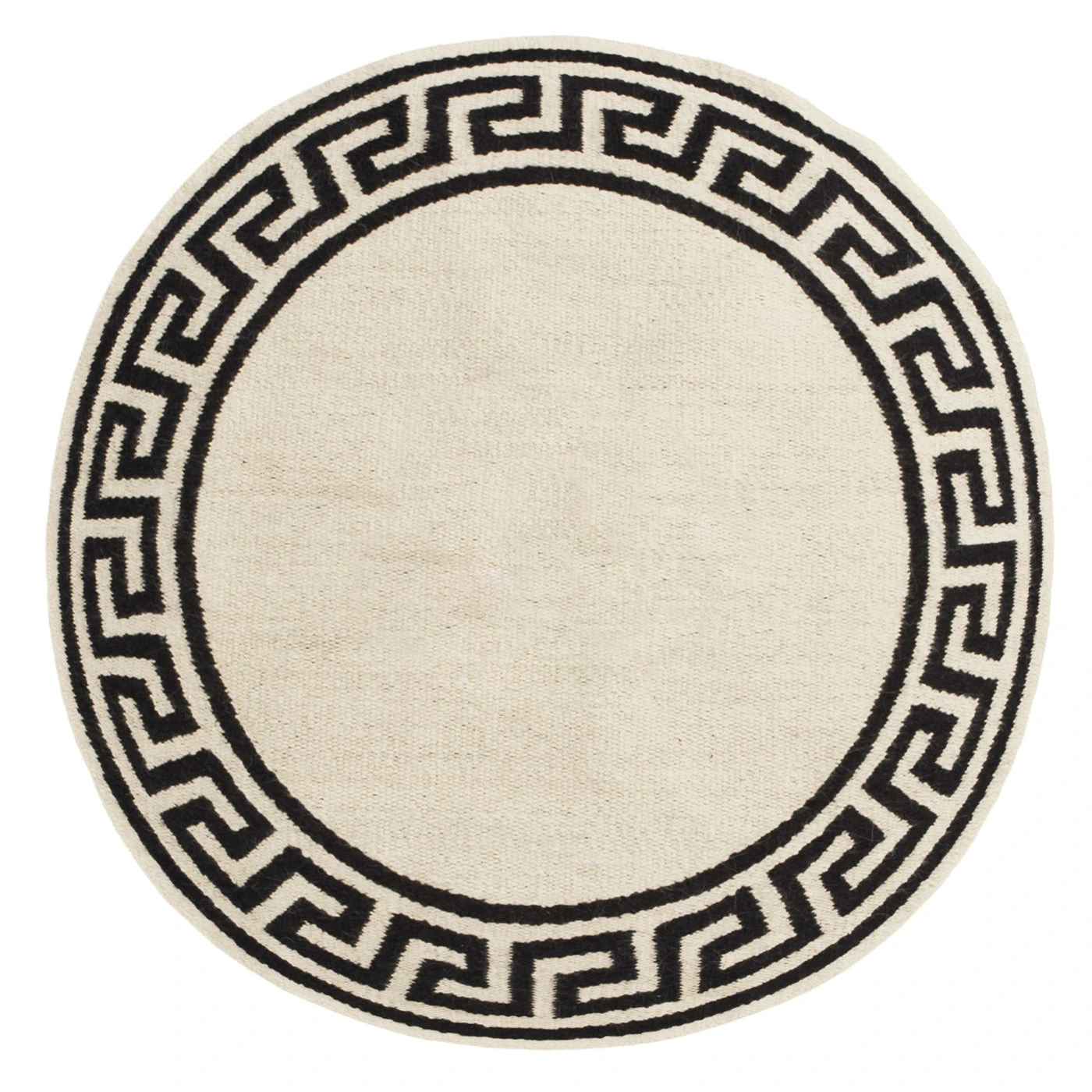 Jonathan Adler Round Greek Key Border Reversible Peruvian Flat Weave Rug 3 Jonathan Adler Round Greek Key Border Reversible Peruvian Flat Weave Rug